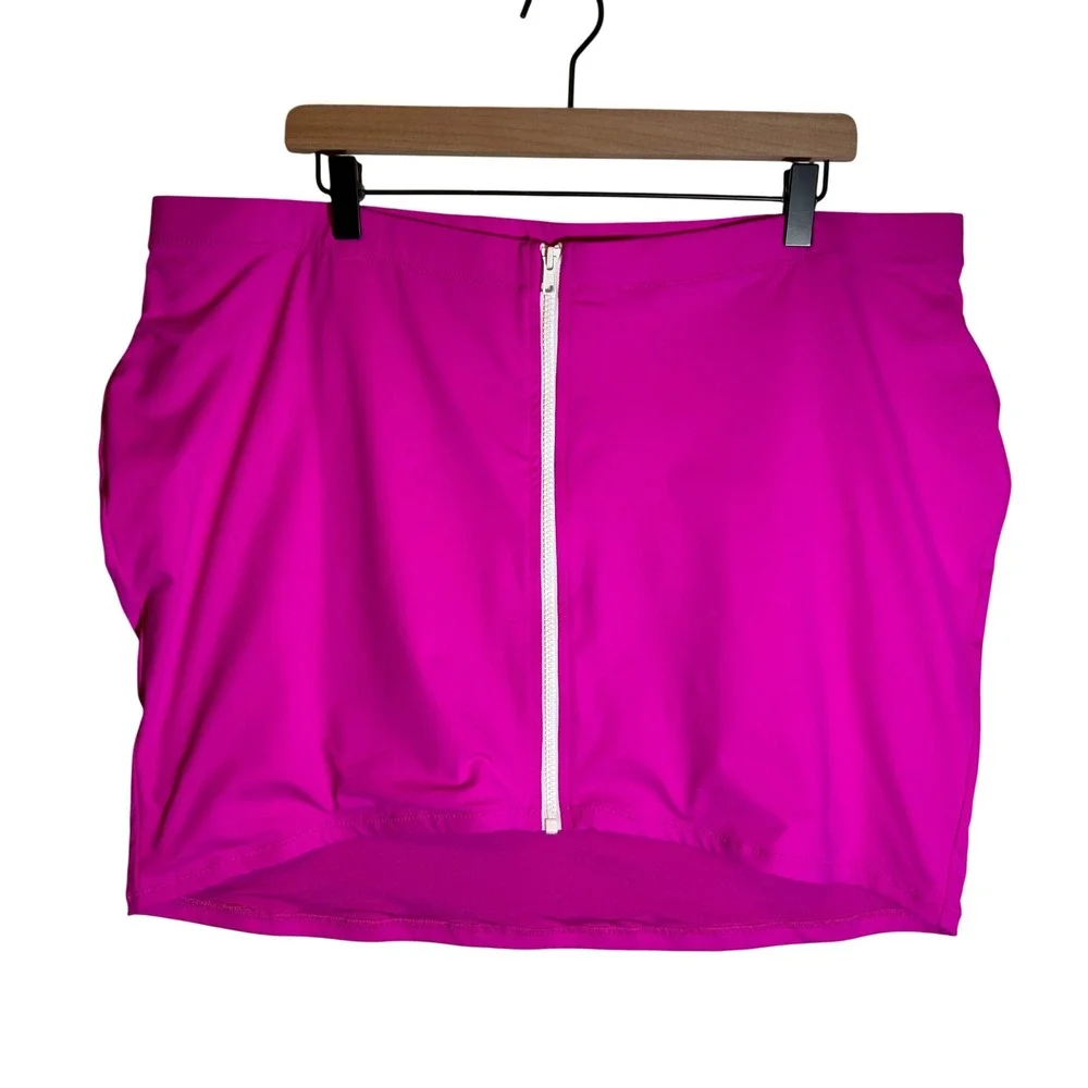 SKIMS Sporty Zipper Swim Mini Skirt Hibiscus Pink, Women's Size 4X, NWT